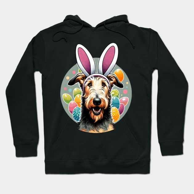 Scottish Deerhound with Bunny Ears Welcomes Easter Morning Hoodie by ArtRUs